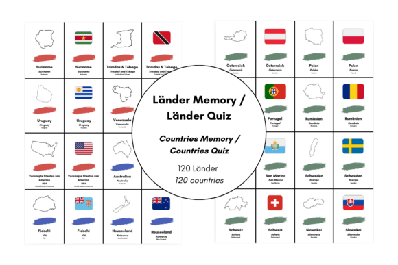 120 Flags Country Outlines Quiz Memory