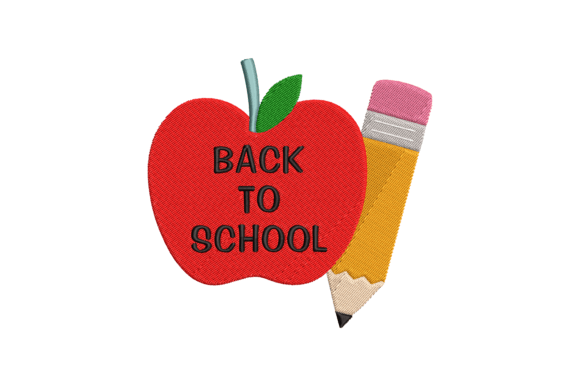 Back to School Apple and Pencil Embroidery