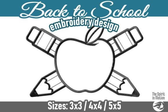 Back to School Apple and Pencils Vol 1: A Whimsical Embroidery Design for Creative Projects