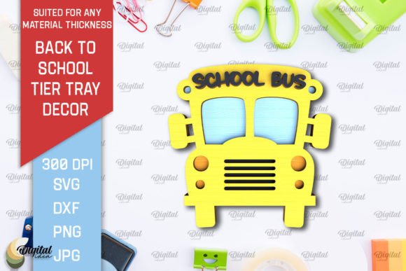 Bus Back to School Tier Tray Laser Cut