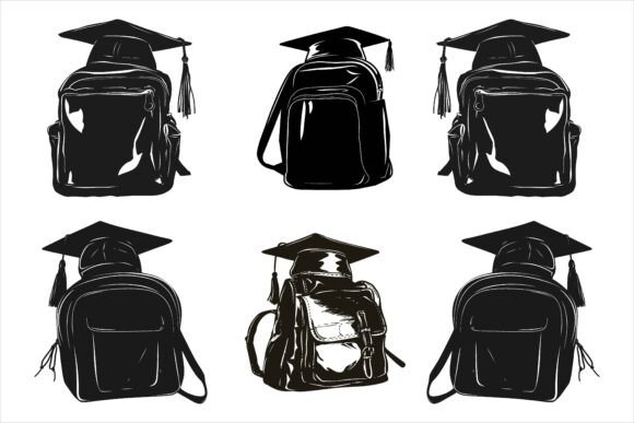 Education Bag with Hat Silhouette Design for Print on Demand