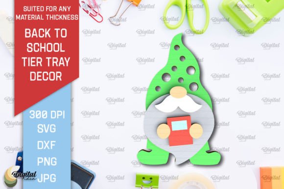 Gnome Back to School Tier Tray Laser Cut: A Digital Asset for Creative Projects