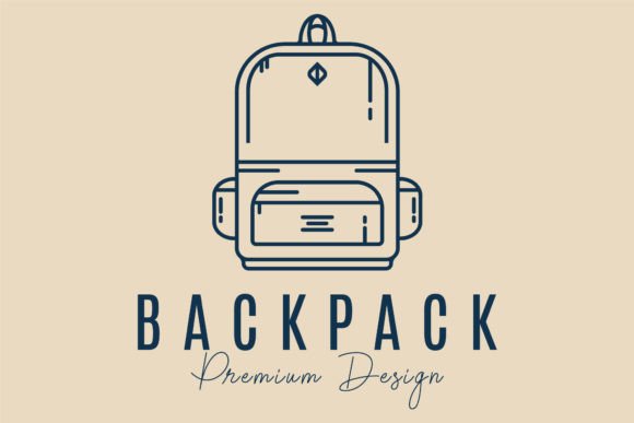 Minimalist Backpack Line Art Logo Vector
