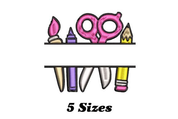School Tool Split Name Monogram: A Creative Embroidery Design for Educational and Personal Projects